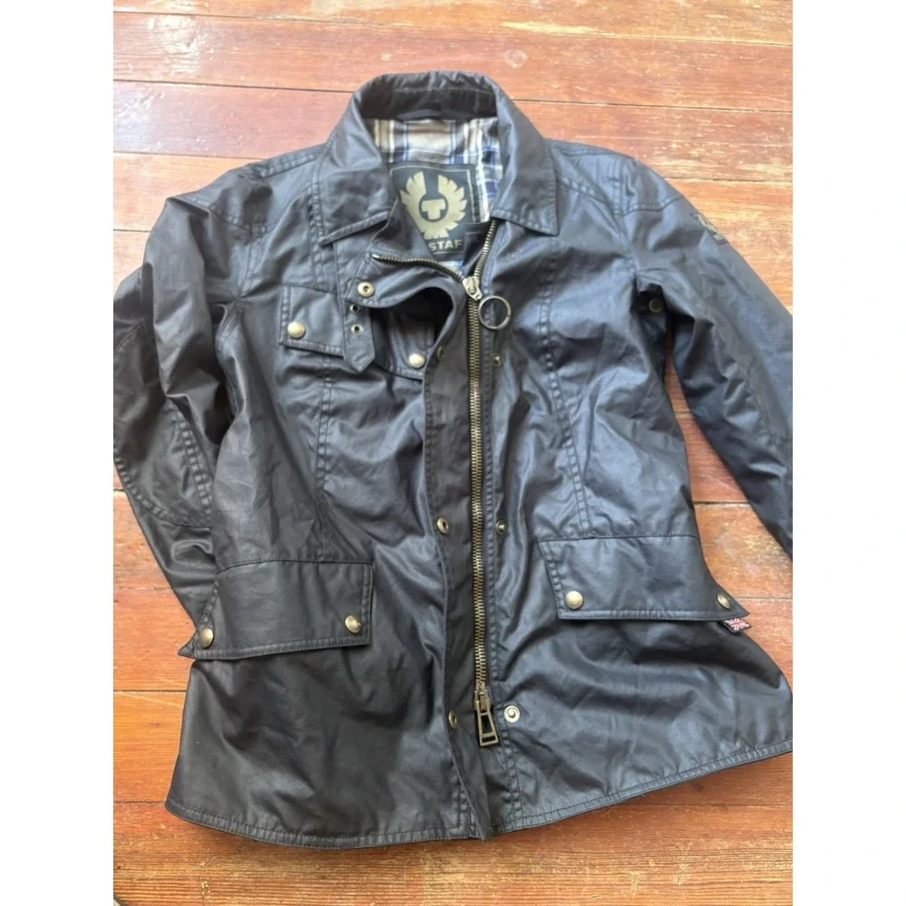Belstaff Women's Trialmaster Waxed Cotton Jacket Size 40 Black